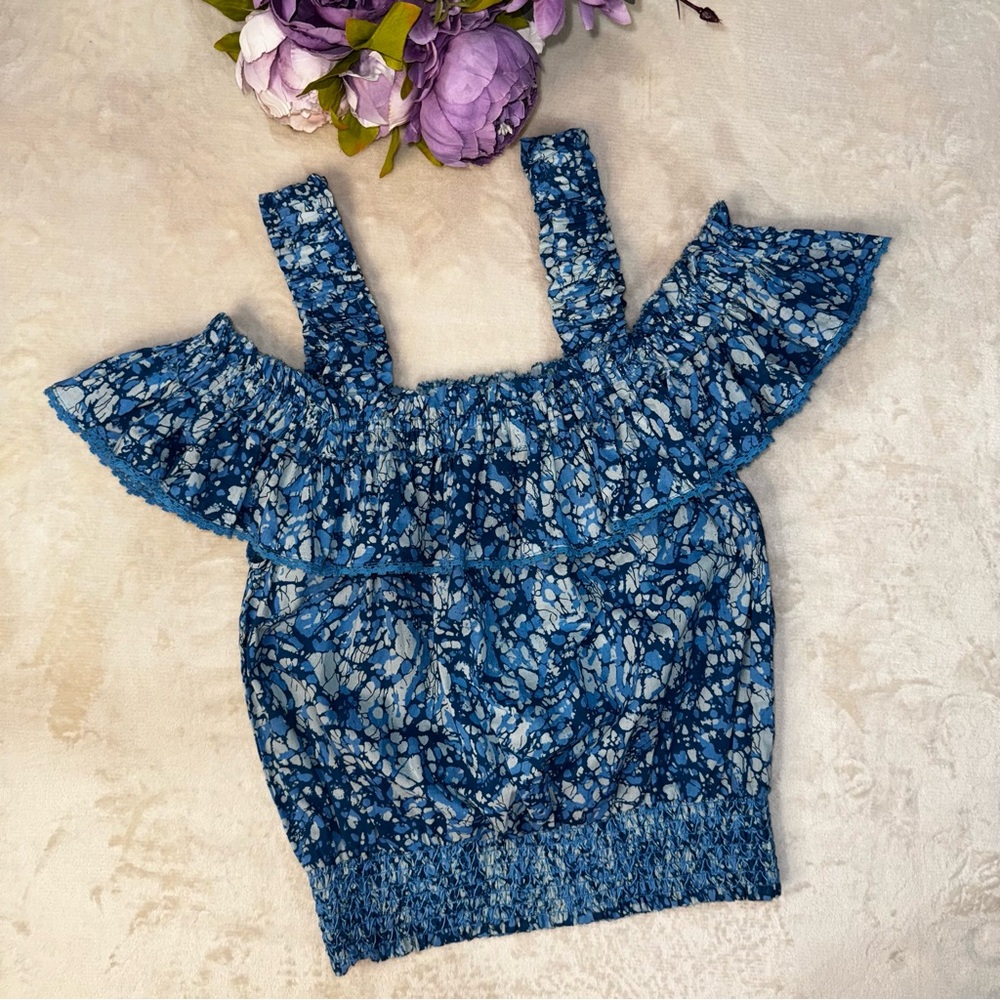 NWT House of Harlow Blue Off the Shoulder Blouse